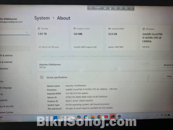 Asus X411u Core i5 8th Gen Laptop (12gb Ram, 1TB Hdd)